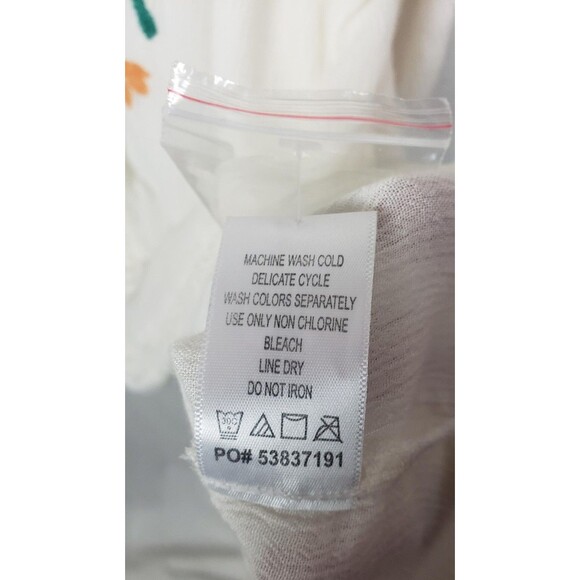 Roaman's Blouse Womens 32W White Embroidered Floral Boho Peasant Tunic Rayon Top - Picture 6 of 11